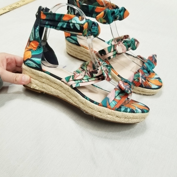 Nine West Allegro Bow 3 Strap Floral Espadrilles worn 1x wedge size 7.5 - Picture 15 of 15
